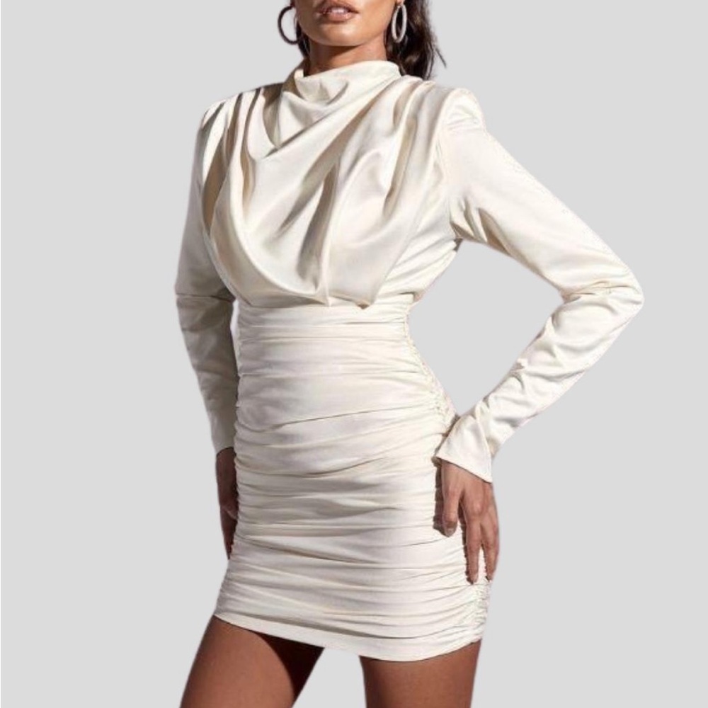 House of CB giorgiana satin ruched dress new with tags